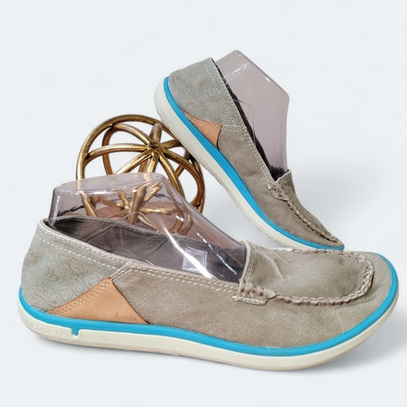 Merrell Tan and Blue Loafers - Picture 1 of 16